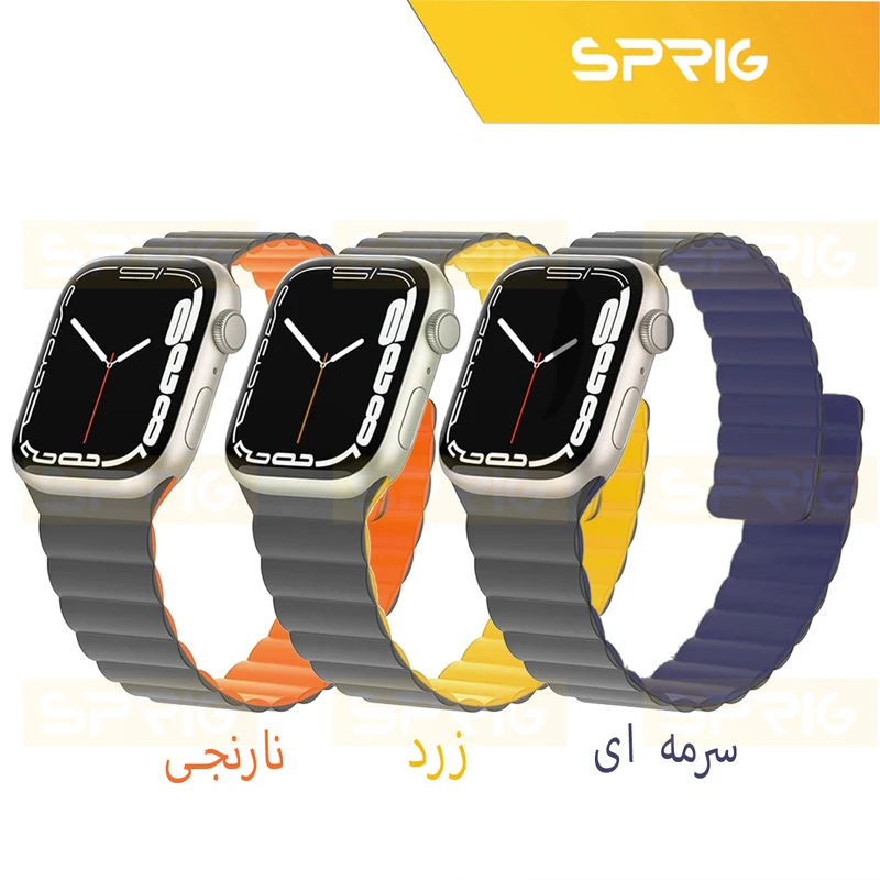 بند اسپریگ مدل Silicone Magnetic Link GRY مناسب برای اپل واچ Series SE 2022 Aluminum Case 44mm / SE 2021 Aluminum Case 44mm / Series 5 44mm / Series 6 44mm / SE 44mm