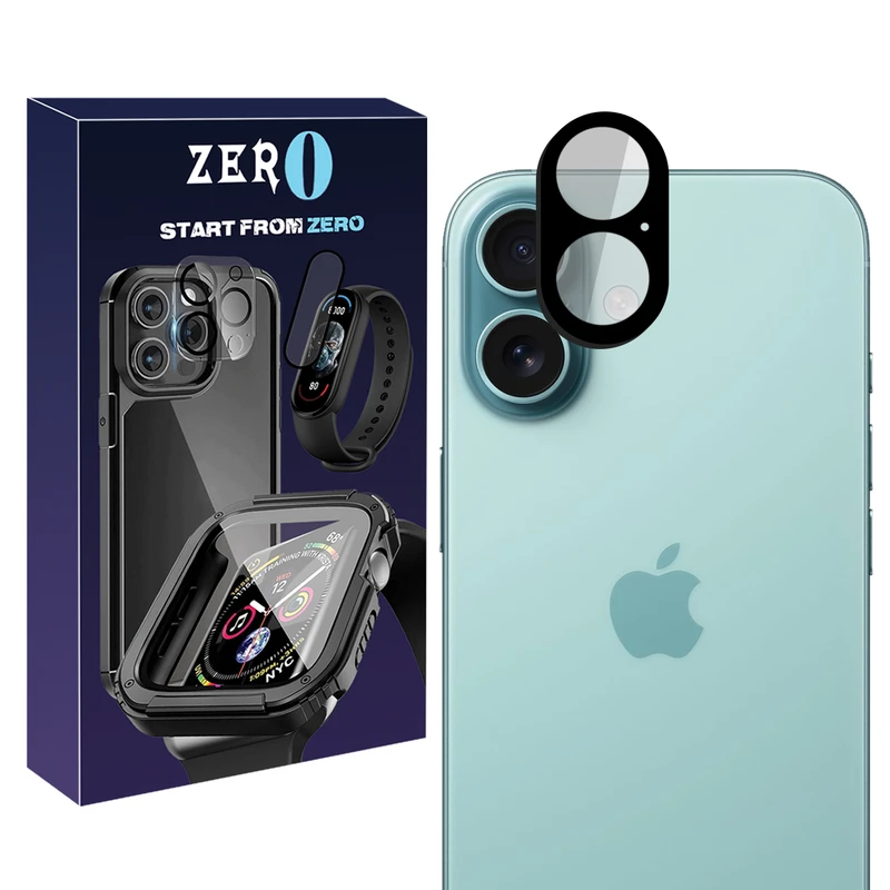 محافظ لنز دوربین زیرو مدل Noir Glass ZR مناسب برای گوشی موبایل اپل iPhone 16 / 16 Plus