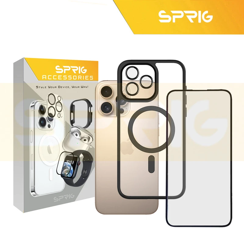 کاور اسپریگ مدل BRD Magsafe-Ring مناسب برای گوشی موبایل اپل Iphone 15 Pro max به همراه محافظ صفحه نمایش و محافظ لنز دوربین