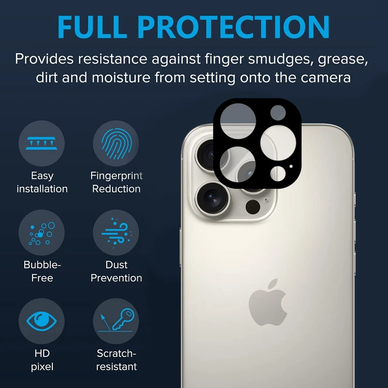 محافظ لنز دوربین ام‌گلس مدل Noir MG مناسب برای گوشی موبایل اپل iPhone 16 Pro / 16 Pro Max