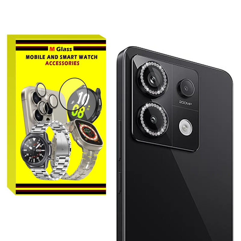 محافظ لنز دوربین رینگی ام‌گلس مدل Diamond Protector مناسب برای گوشی موبایل شیائومی Redmi Note 13 Pro 5G