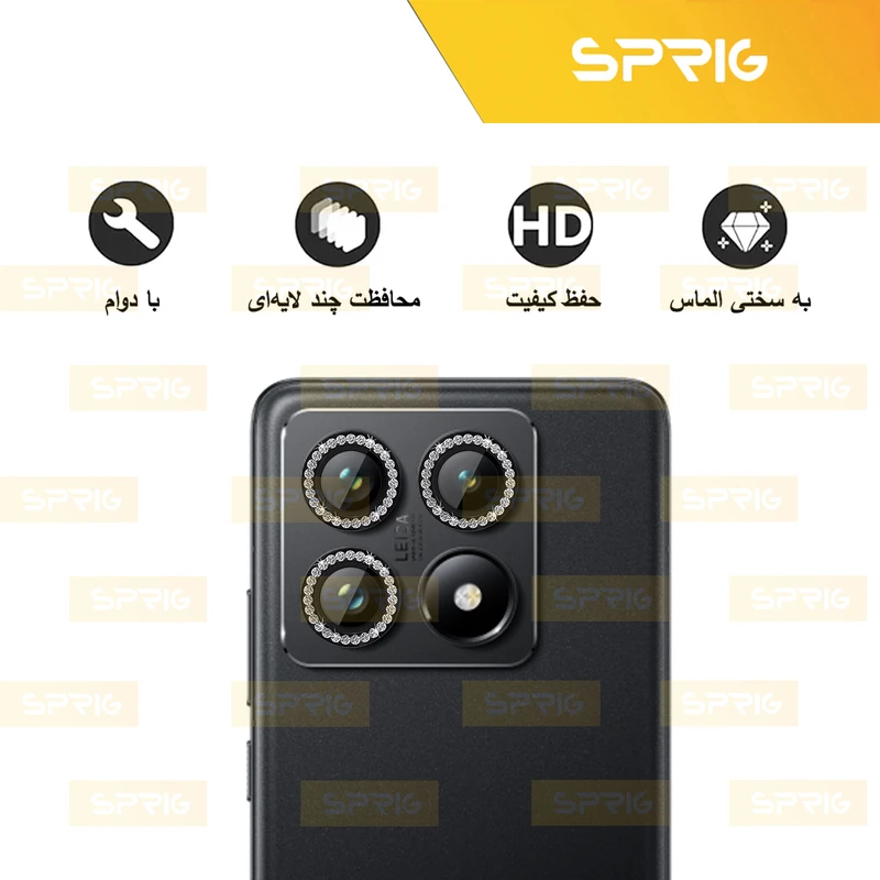 محافظ لنز دوربین اسپریگ مدل Ring Metal Diamond مناسب برای گوشی موبایل شیائومی Mi 14T Pro