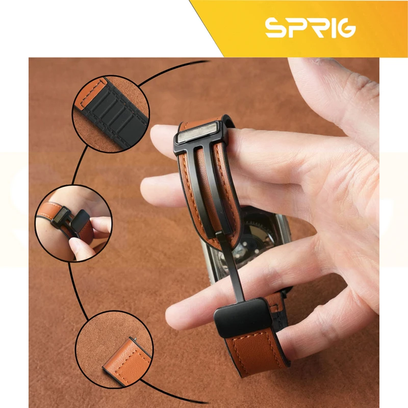 بند اسپریگ مدل SIC Magnetic Leather TW مناسب برای ساعت هوشمند هپی تاچ K59 Pro / K56 Pro Ultra