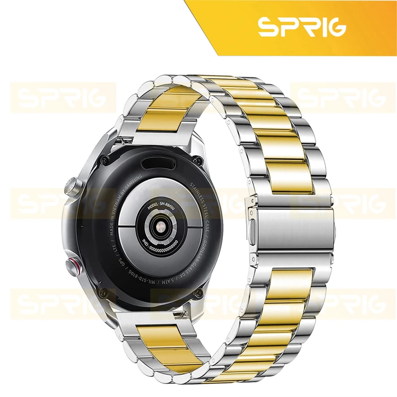 بند اسپریگ مدل 3Bead SLV-GLD مناسب برای ساعت هوشمند سامسونگ Galaxy Watch 6 44mm به همراه کاور