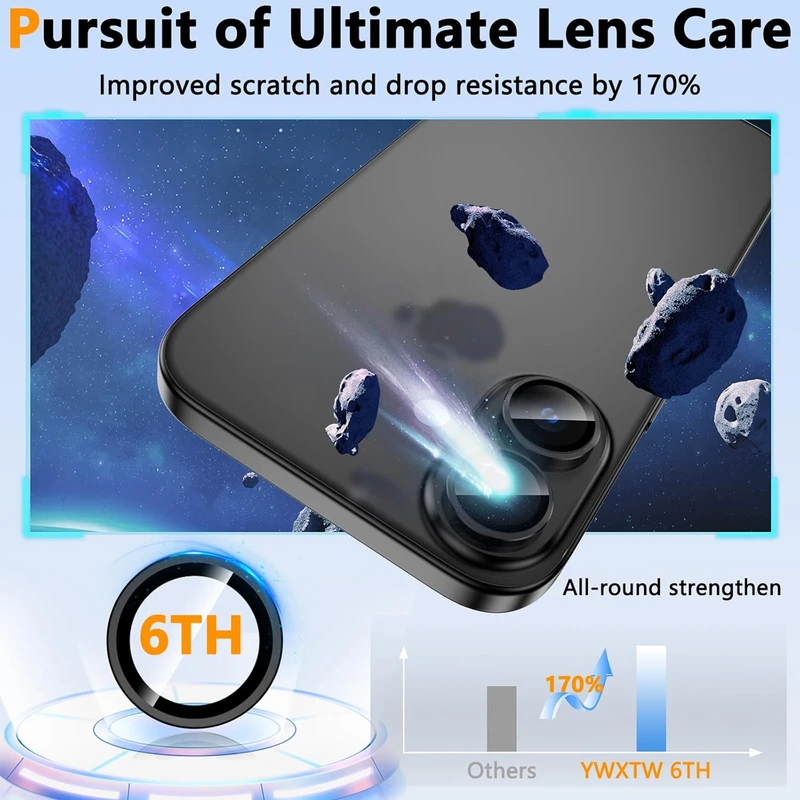 محافظ لنز دوربین نایت مدل Ring Metal KT مناسب برای گوشی موبایل اپل iPhone 16 / 16 Plus