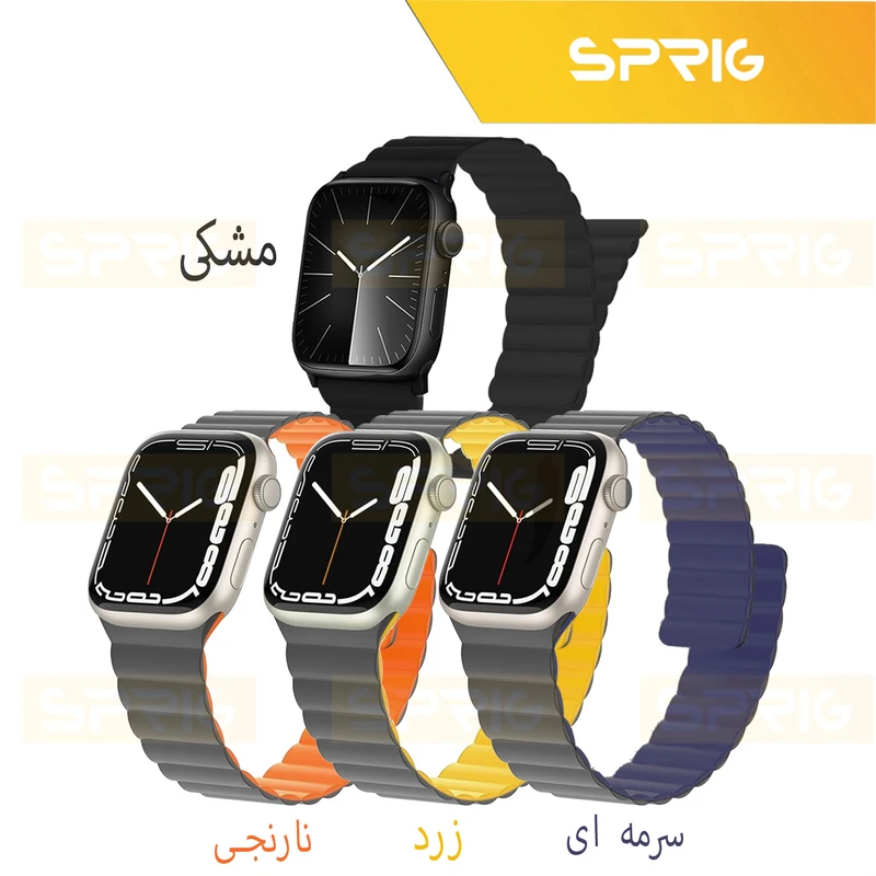 بند اسپریگ مدل Silicone Magnetic Link GRY مناسب برای اپل واچ سری Se/1/2/3/4/5/6/7/8/9/Ultra/Ultra2 سایز 42/44/45 میلی متری