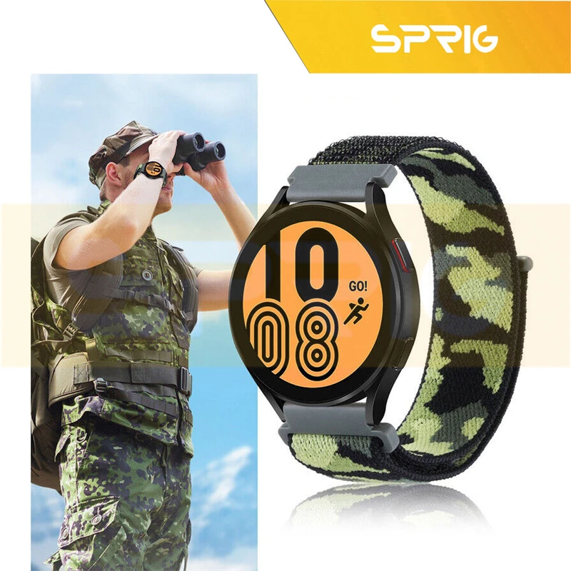 بند اسپریگ مدل Army nylon مناسب برای ساعت هوشمند سامسونگ Galaxy Watch Active 2 40mm / Active 2 44mm / Watch 3 size 41mm / Galaxy Watch 4 40mm / watch 4 42mm / watch 4 44mm / watch 4 classic 4