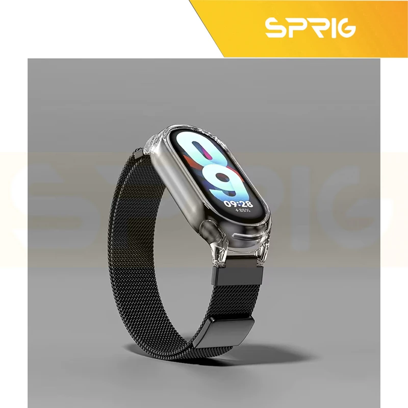 بند اسپریگ مدل Milanese Clear Cover مناسب برای ساعت هوشمند شیائومی Mi band 8/9