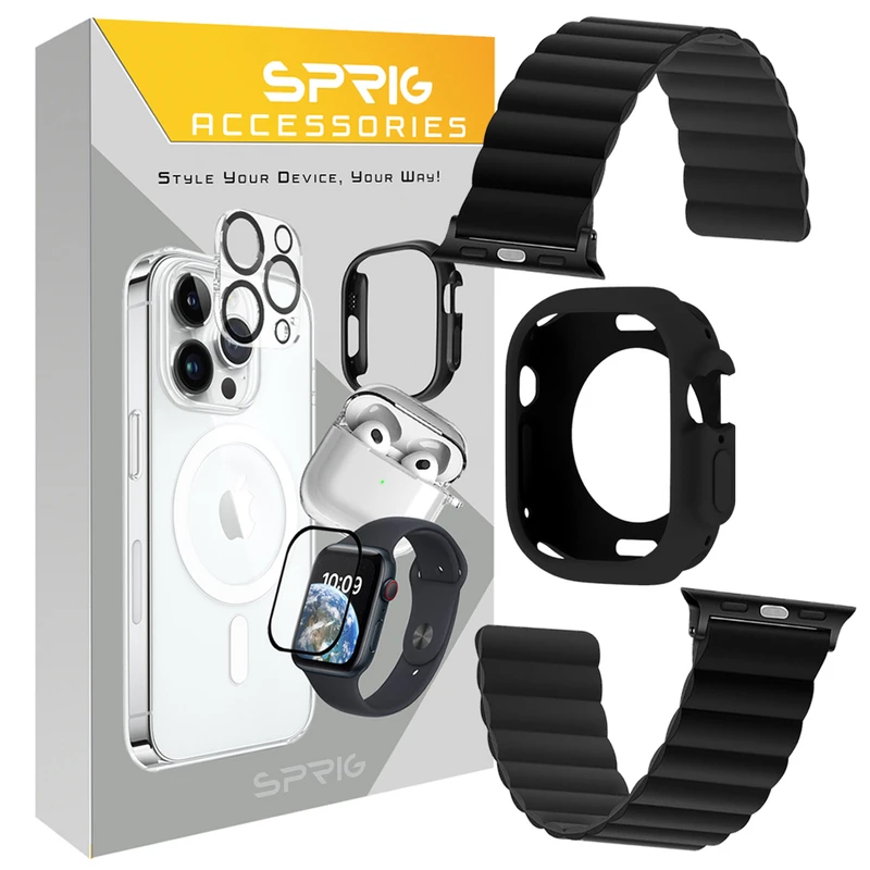 بند اسپریگ مدل Silicone Magnetic Link Protection مناسب برای ساعت هوشمند ویرفیت T800 Ultra / T900 Ultra / HK8 Pro Max / HK9 Ultra 2 به همراه کاور