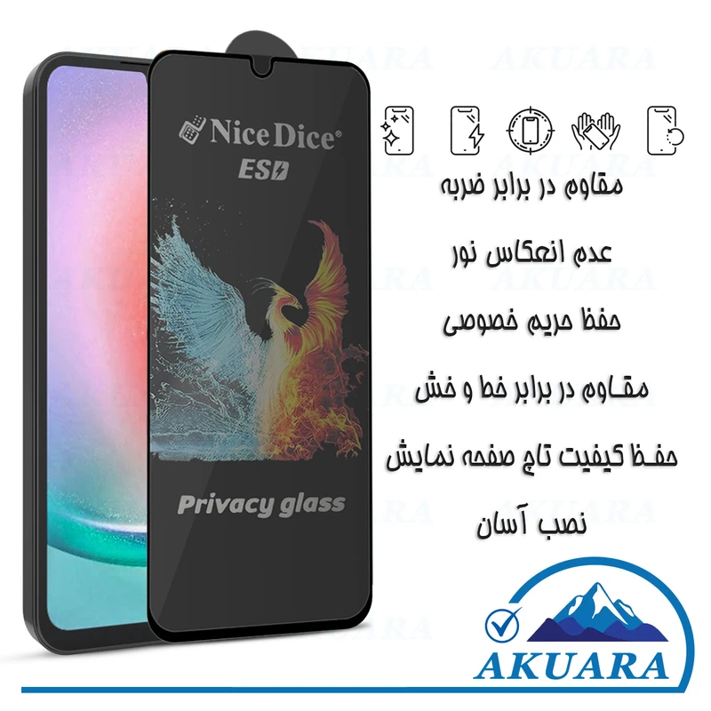 محافظ صفحه نمایش حریم شخصی آکوآرا مدل PRV-NCD AKU npv1 مناسب برای گوشی موبایل سامسونگ Galaxy A02S / A04e