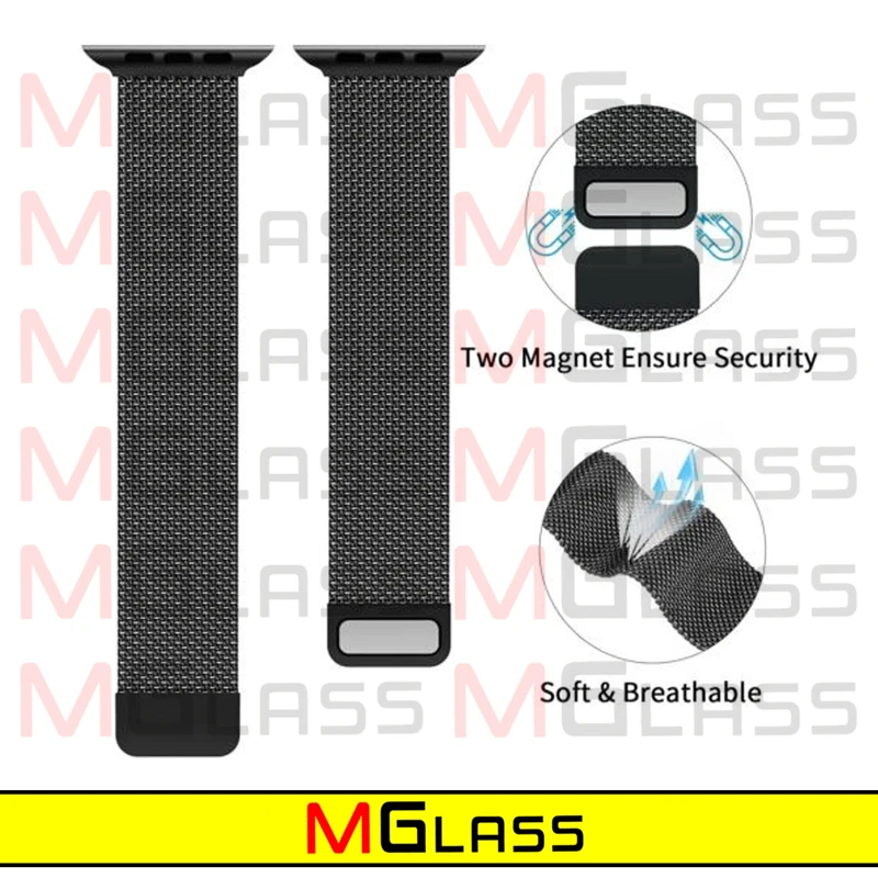 بند ام‌گلس مدل Milanese-MG مناسب برای ساعت هوشمند الترا T1000 Ultra 49mm