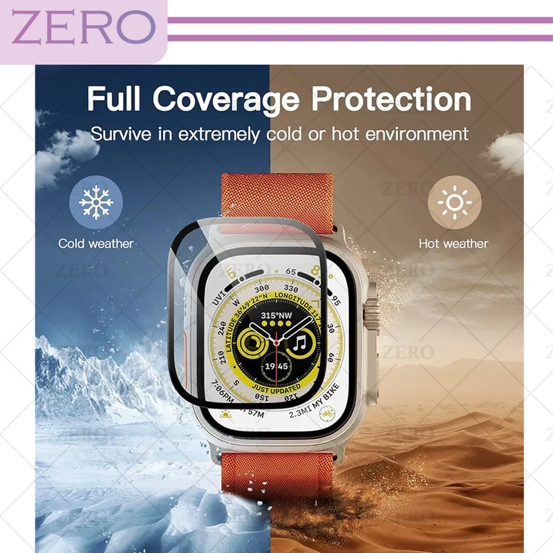 محافظ صفحه نمایش شیشه‌ای زیرو مدل SH-FULL-ZR مناسب برای اپل واچ Ultra 49mm / Ultra 2 49mm بسته سه عددی