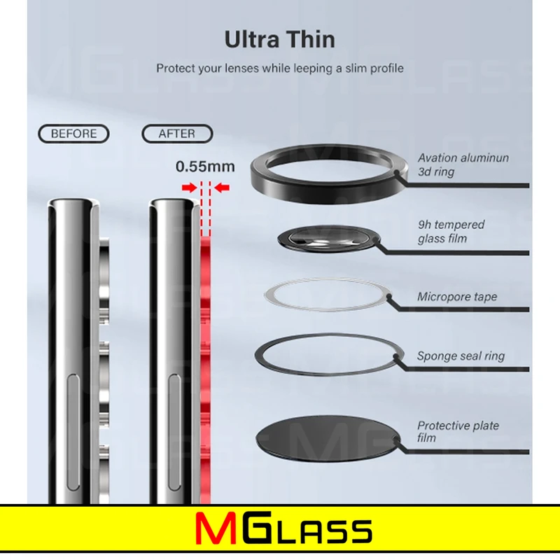 محافظ لنز دوربین رینگی ام‌گلس مدل Ring-Metal-MG مناسب برای گوشی موبایل سامسونگ Galaxy S23 Fe