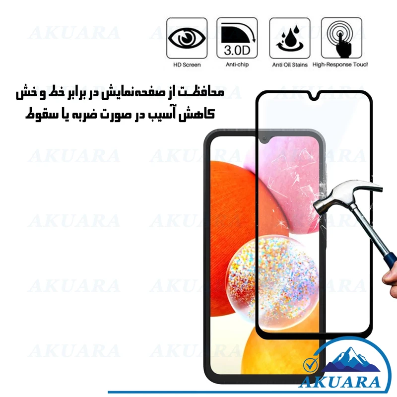 محافظ صفحه نمایش آکوآرا مدل Full AKU fl2 مناسب برای گوشی موبایل سامسونگ Galaxy M13 / F12 مجموعه دو عددی