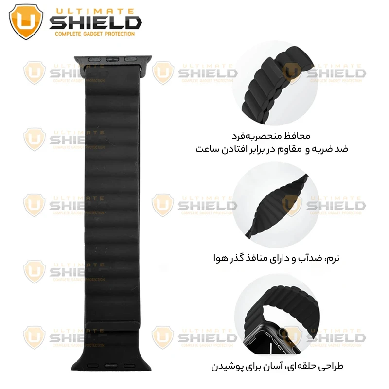 بند آلتیمیت شیلد مدل SIC Link UL GY مناسب برای اپل واچ Series SE 2022 Aluminum Case 44mm / SE 2021 Aluminum Case 44mm / Series 5 44mm / Series 6 44mm / SE 44mm