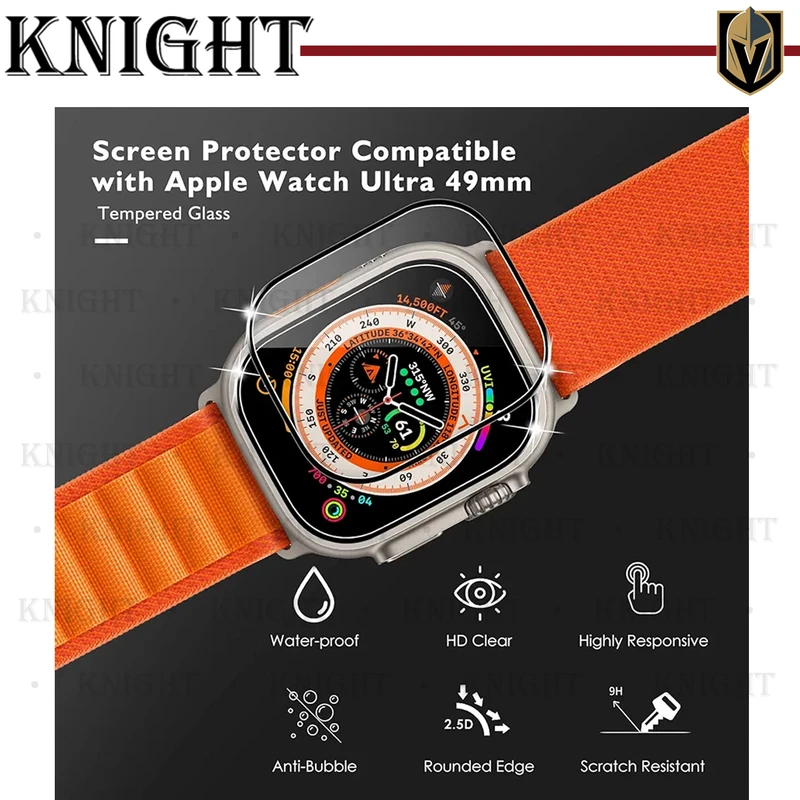 محافظ صفحه نمایش شیشه‌ای نایت مدل SH-FULL-KT مناسب برای اپل واچ Ultra 49mm / Ultra 2 49mm بسته دو عددی