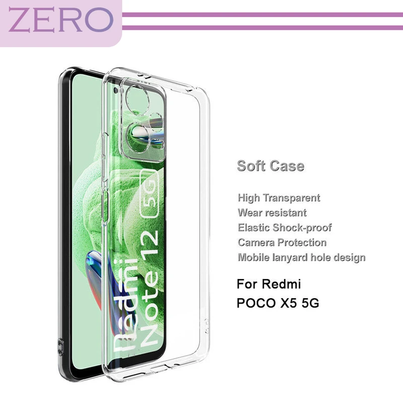 کاور زیرو مدل Clear مناسب برای گوشی موبایل شیائومی Poco X5 5G / Redmi Note 12 5G