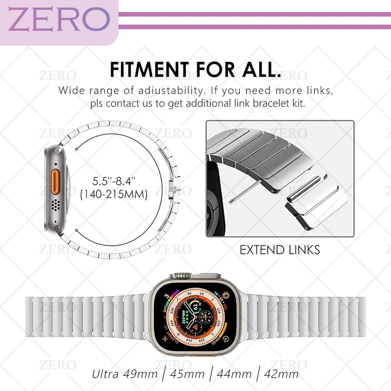 بند زیرو مدل Butterfly-Link-ZR مناسب برای اپل واچ Series 8 Aluminum 45mm / Series 7 Aluminum 45mm