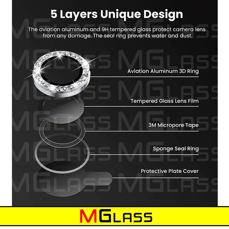 محافظ لنز دوربین ام‌گلس مدل Diamond Ring مناسب برای گوشی موبایل اپل Iphone 12 Pro Max
