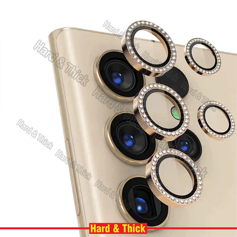 محافظ لنز دوربین هارد اند تیک مدل Diamond Metal Ring مناسب برای گوشی موبایل سامسونگ Galaxy S22 Ultra