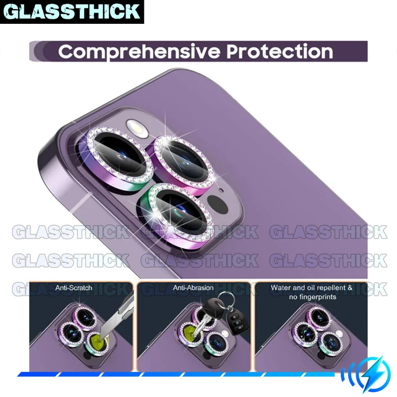محافظ لنز دوربین گلستیک مدل Ring Metal Diamond مناسب برای گوشی موبایل اپل Iphone 14 Pro / 14 Pro max