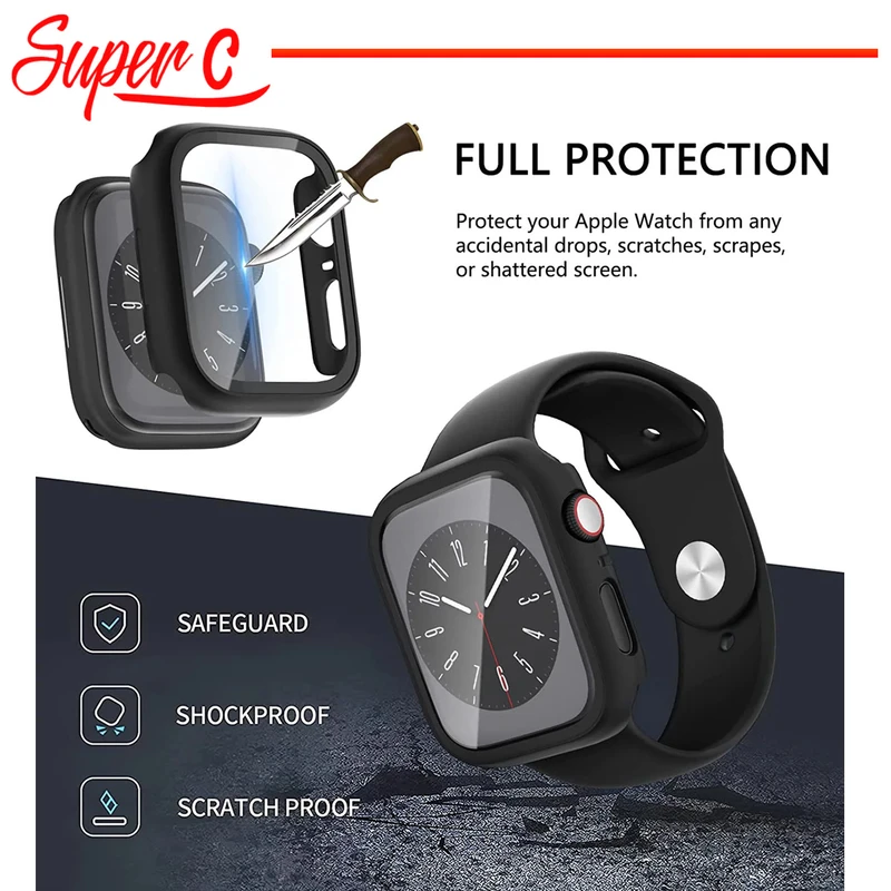 کاور سوپرسی مدل SC-360 مناسب برای اپل واچ Series SE 2022 Aluminum Case 40mm / SE 2021 Aluminum Case 40mm / Series 5 40mm / Series 6 40mm / Series 4 40mm به همراه محافظ صفحه نمایش