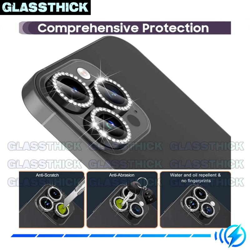 محافظ لنز دوربین گلستیک مدل Ring Metal Diamond مناسب برای گوشی موبایل اپل Iphone 14 Pro / 14 Pro max