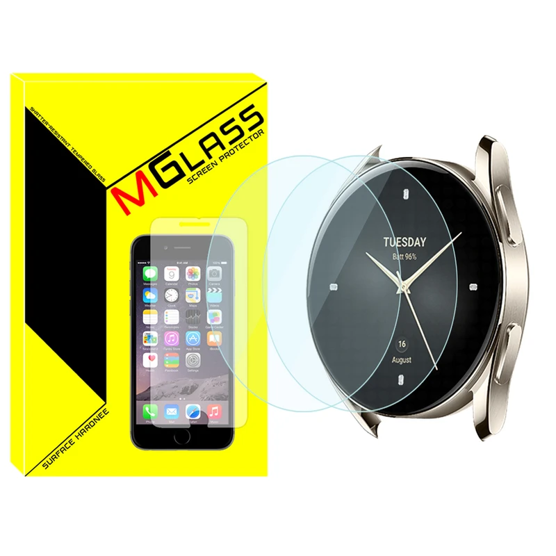 محافظ صفحه نمایش شیشه‌ای ام‌گلس مدل Glass-MG مناسب برای ساعت هوشمند شیائومی Watch S2 46mm بسته دو عددی