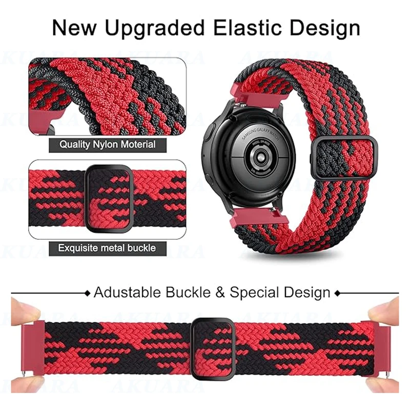 بند آکوآرا مدل RdBlk-Woven مناسب برای ساعت هوشمند سامسونگ Galaxy Watch 4 40mm / Watch 4 44mm / Watch 4 Classic 46mm / Watch 6 44mm