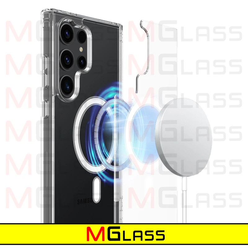 کاور ام‌گلس مدل Magsafe-PR-MG مناسب برای گوشی موبایل سامسونگ Galaxy S24 Ultra 5G به همراه محافظ صفحه نمایش گوشی