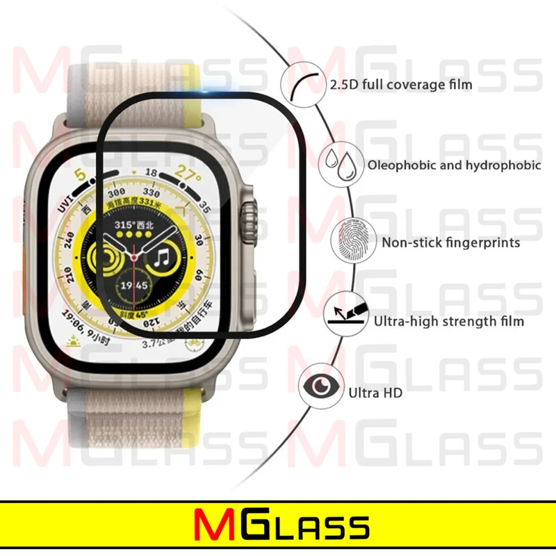 محافظ صفحه نمایش شیشه‌ای ام‌گلس مدل SH-FULL-MG مناسب برای اپل واچ Ultra 49mm / Ultra 2 49mm