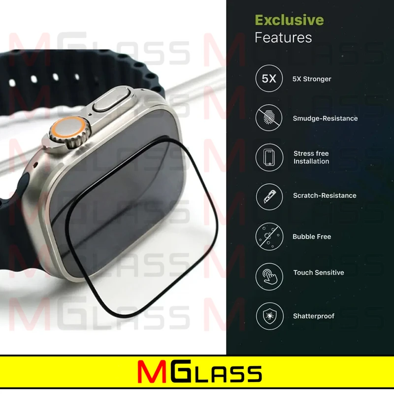 محافظ صفحه نمایش شیشه‌ای ام‌گلس مدل SH-FULL-MG مناسب برای اپل واچ Ultra 49mm / Ultra 2 49mm
