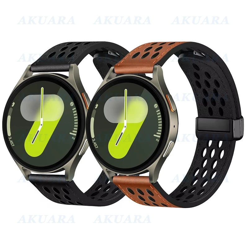 بند آکوآرا مدل Hole-Learther-MAG مناسب برای ساعت هوشمند سامسونگ Galaxy Watch 4 40mm / Watch 4 44mm / Watch 4 Classic 46mm / Watch 5 40mm