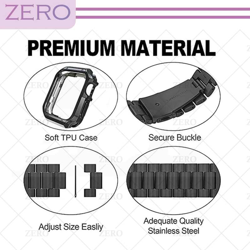 بند زیرو مدل 3Bid-Cover-ZR مناسب برای اپل واچ Series 8 Aluminum 45mm / Series 7 Aluminum 45mm به همراه کاور