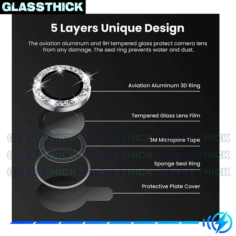 محافظ لنز دوربین گلستیک مدل Ring-Diamond مناسب برای گوشی موبایل اپل Iphone 11