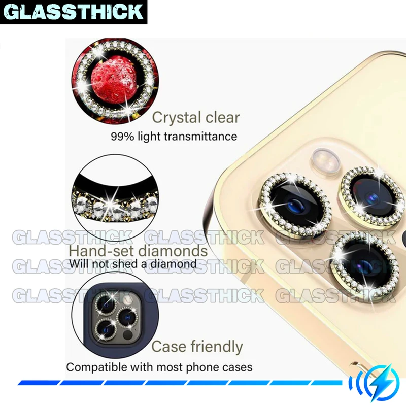 محافظ لنز دوربین گلستیک مدل Metal-Diamond مناسب برای گوشی موبایل اپل Iphone 12