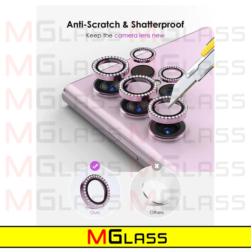 محافظ لنز دوربین ام‌گلس مدل Diamond-Ring-MG مناسب برای گوشی موبایل سامسونگ Galaxy S24 Ultra