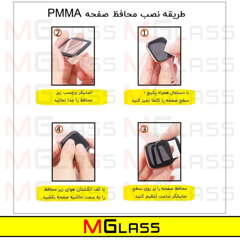 محافظ صفحه نمایش نانو ام‌گلس مدل Pmma-MG مناسب برای ساعت هوشمند امیزفیت Bip بسته سه عددی