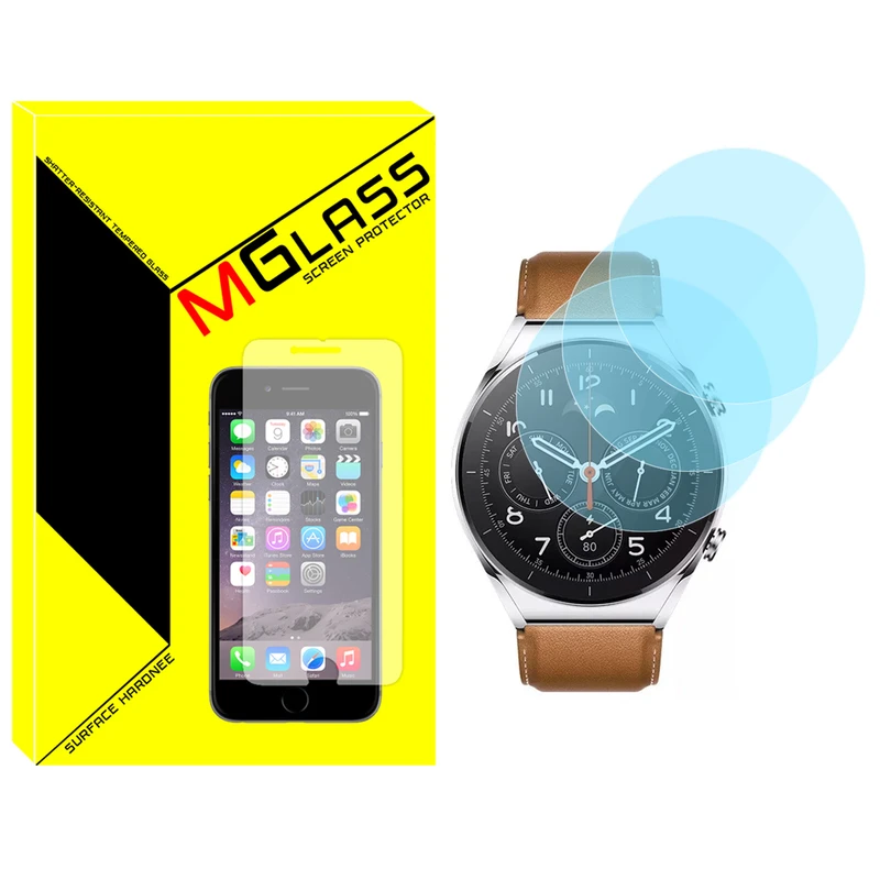 محافظ صفحه نمایش شیشه‌ای ام‌گلس مدل Glass-MG مناسب برای ساعت هوشمند شیائومی Watch S1 GL بسته سه عددی