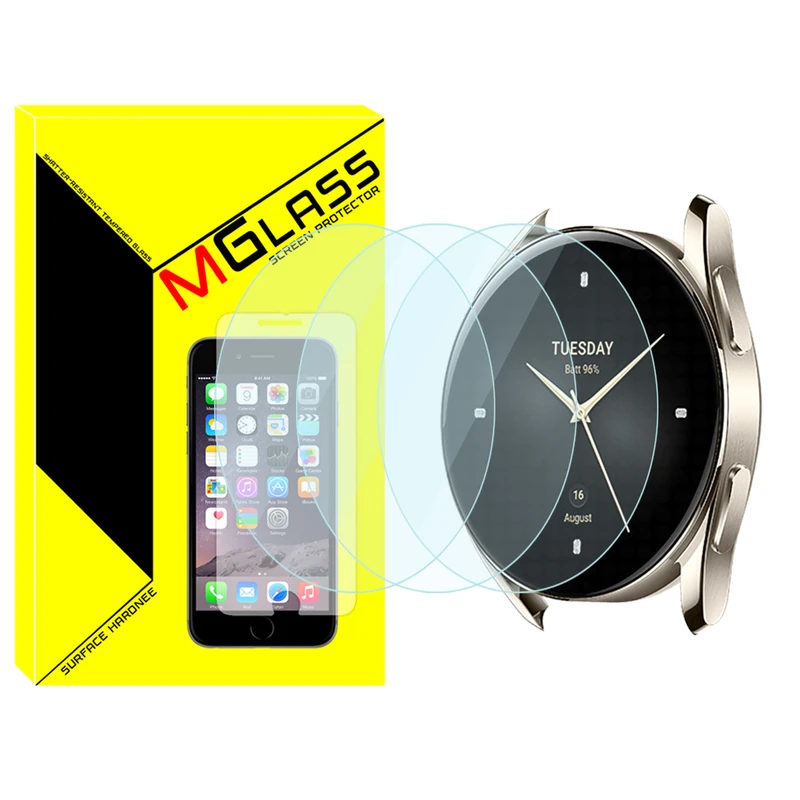 محافظ صفحه نمایش شیشه‌ای ام‌گلس مدل Glass-MG مناسب برای ساعت هوشمند شیائومی Watch S2 42mm بسته سه عددی