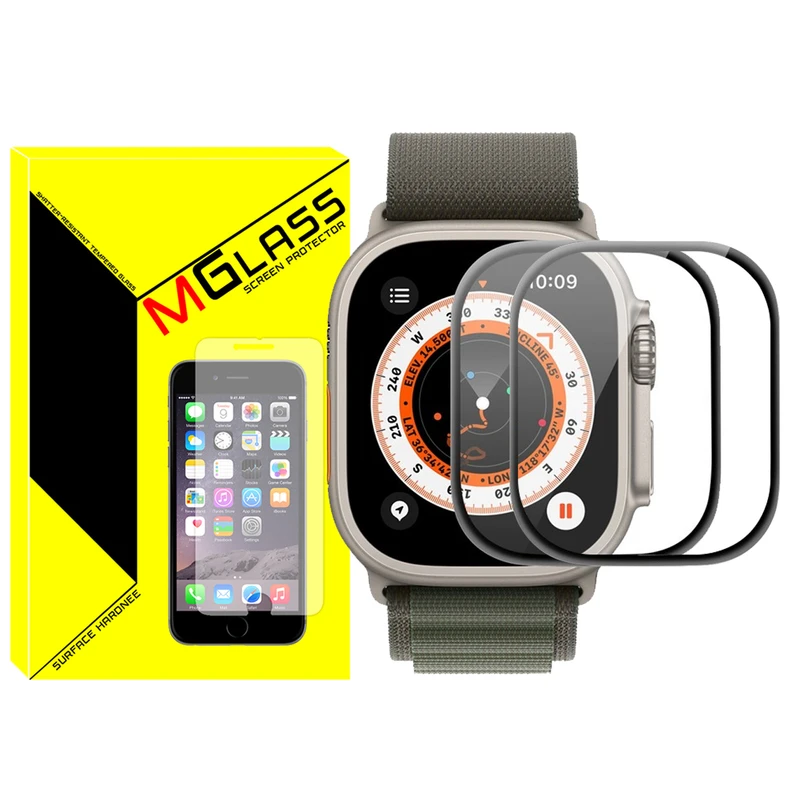 محافظ صفحه نمایش نانو ام‌گلس مدل PMA-MG مناسب برای اپل واچ Ultra / Ultra 2 49mm بسته دو عددی