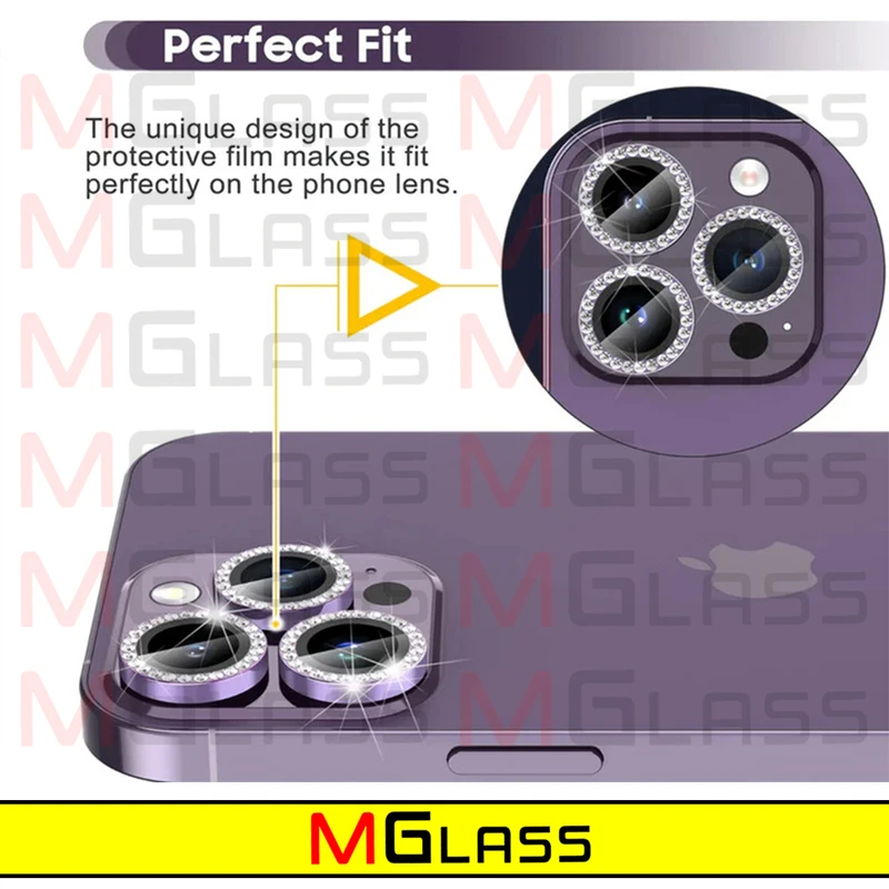 محافظ لنز دوربین ام‌گلس مدل Metal Diamond مناسب برای گوشی موبایل اپل Iphone 12 Pro