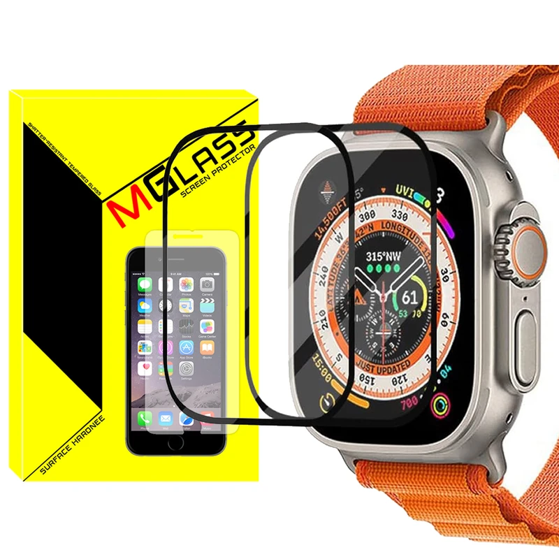 محافظ صفحه نمایش شیشه‌ای ام‌گلس مدل SH-FULL-MG مناسب برای اپل واچ Ultra 49mm / Ultra 2 49mm بسته دو عددی