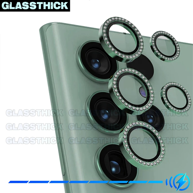 محافظ لنز دوربین گلستیک مدل Diamond style Ring مناسب برای گوشی موبایل سامسونگ Galaxy S23 Ultra