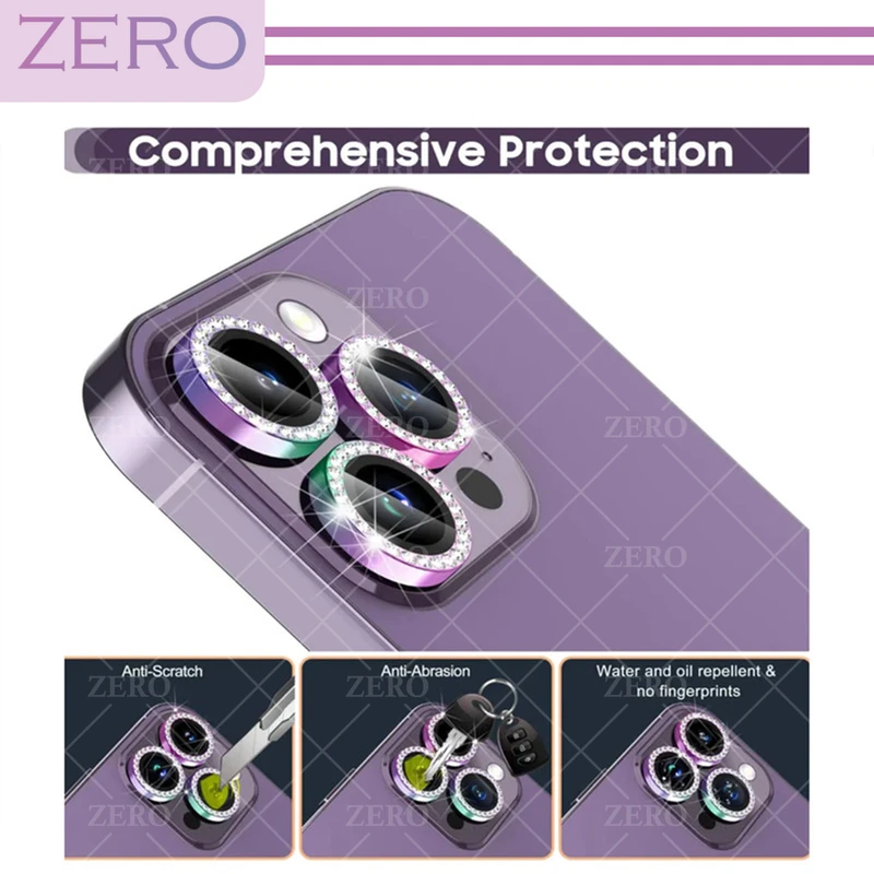 محافظ لنز دوربین زیرو مدل Ring Metal Diamond مناسب برای گوشی موبایل اپل Iphone 14 Pro / 14 Pro max