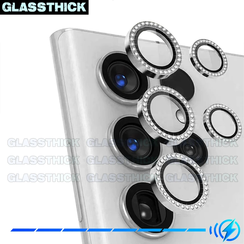 محافظ لنز دوربین گلستیک مدل Diamond style Ring مناسب برای گوشی موبایل سامسونگ Galaxy S23 Ultra