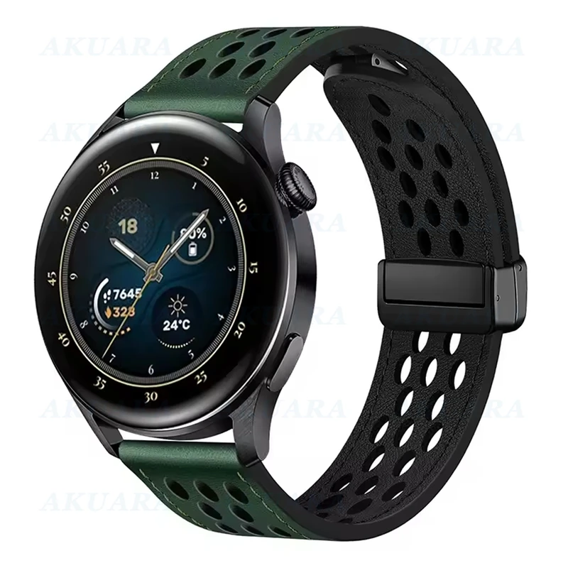 بند آکوآرا مدل Hole-Learther-MAG مناسب برای ساعت هوشمند سامسونگ Galaxy Watch 4 40mm / Watch 4 44mm / Watch 4 Classic 42mm / Watch 4 Classic 46mm