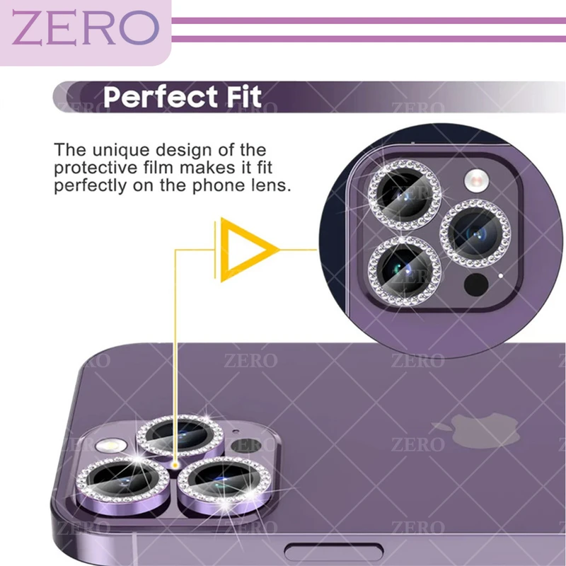محافظ لنز دوربین زیرو مدل Ring Diamond مناسب برای گوشی موبایل اپل Iphone 13 Pro / 13 Pro max
