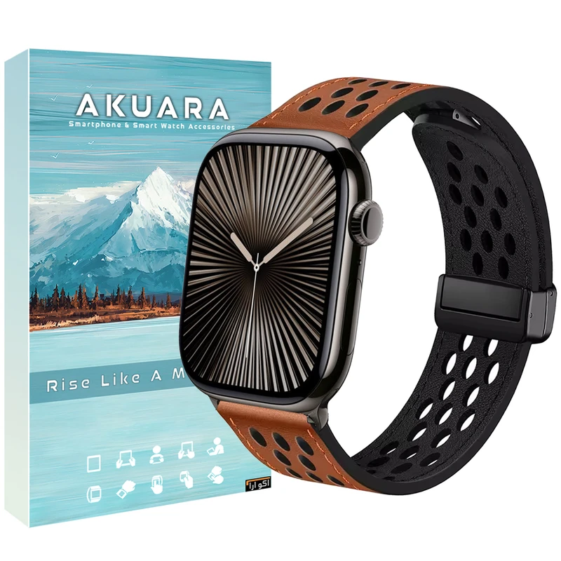 بند آکوآرا مدل Hole-Learther-MAG مناسب برای اپل واچ Series 4 44mm / 5 44mm / 6 44mm / 7 45mm / Ultra/Ultra 2 49mm / 2 42mm