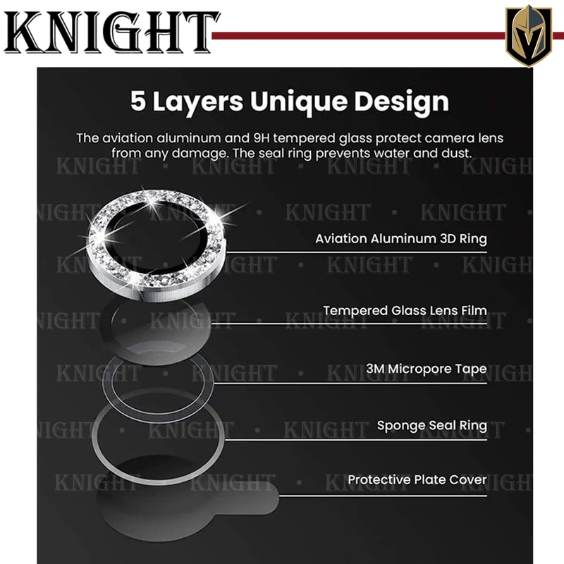 محافظ لنز دوربین نایت مدل Ring-Diamond مناسب برای گوشی موبایل اپل Iphone 11 Pro / 11 Pro Max